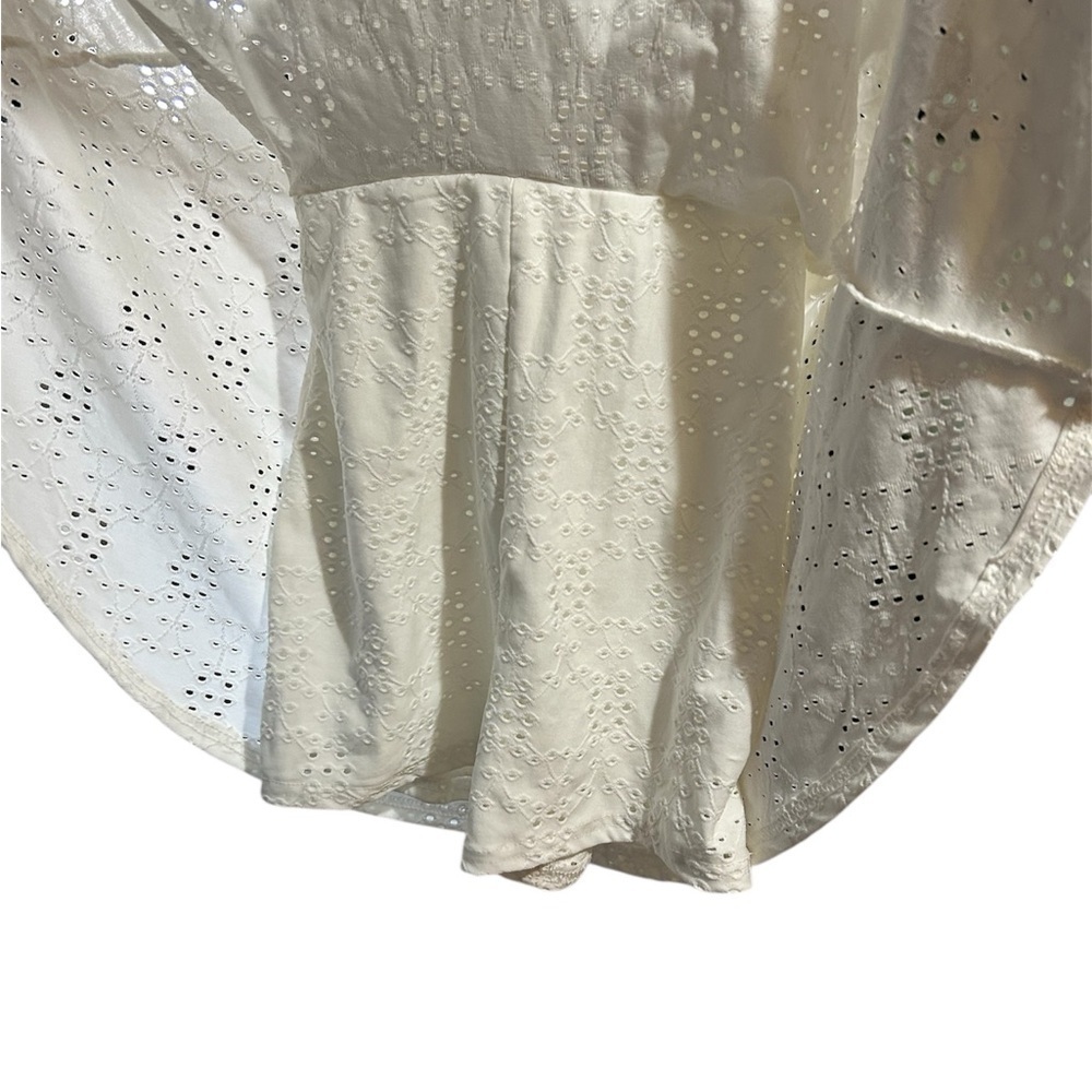 White Eyelet Romper with Flared Skirt size small - Picture 9 of 10